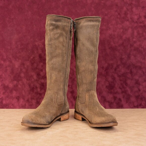 Sofft Woman Blum Brown Suede Comfortable Western Riding Zip Knee Boots 6 - Picture 2 of 10